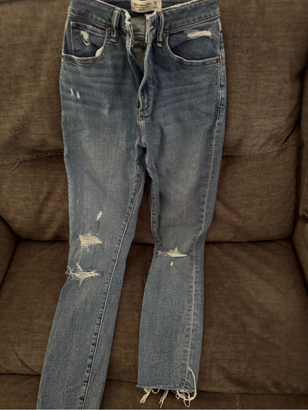 Abercrombie & Fitch Women's Skinny Distressed Jeans — Light Blue